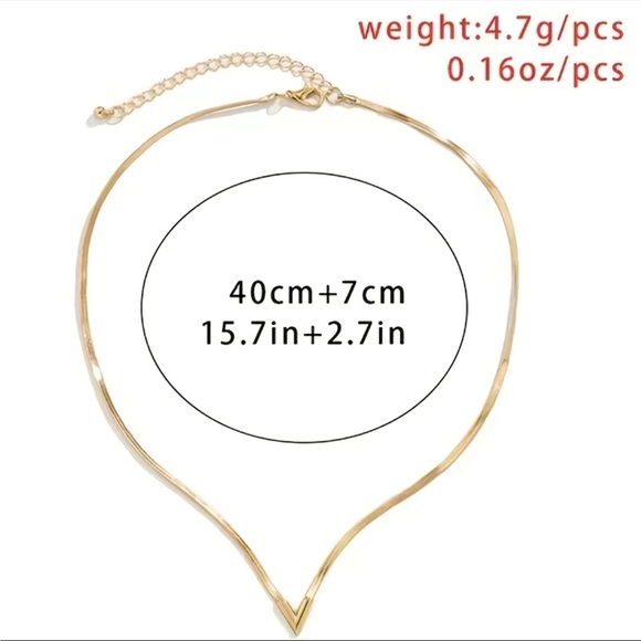 LAST ONE! Men’s - V Shaped Flat Snake Collarbone Chain herringbone Necklace Gold - Picture 2 of 9